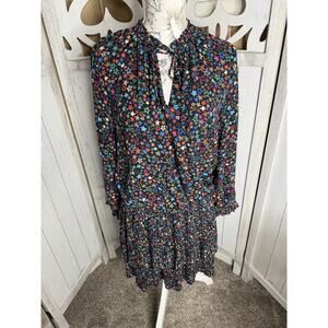 Current Air Los Angeles Colorful Star Tiered Midi Dress Flowy Size Large
